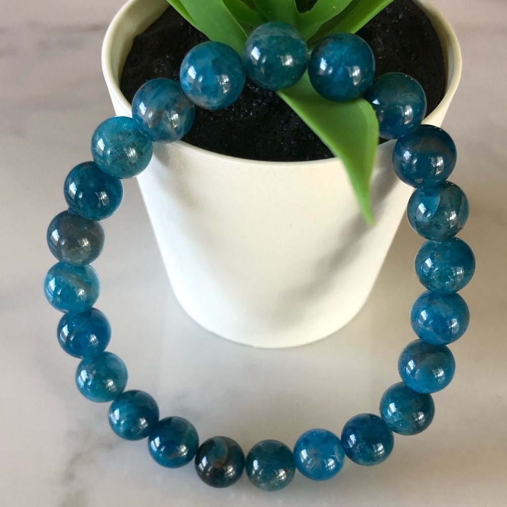 Apatite 8mm Natural Stone Beads Stretchable Bracelet